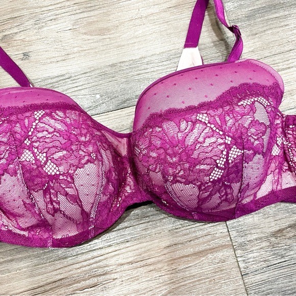 Torrid Bra Women's 46B Full Coverage Balconette Lightly Lined Purple Lace - Picture 3 of 8